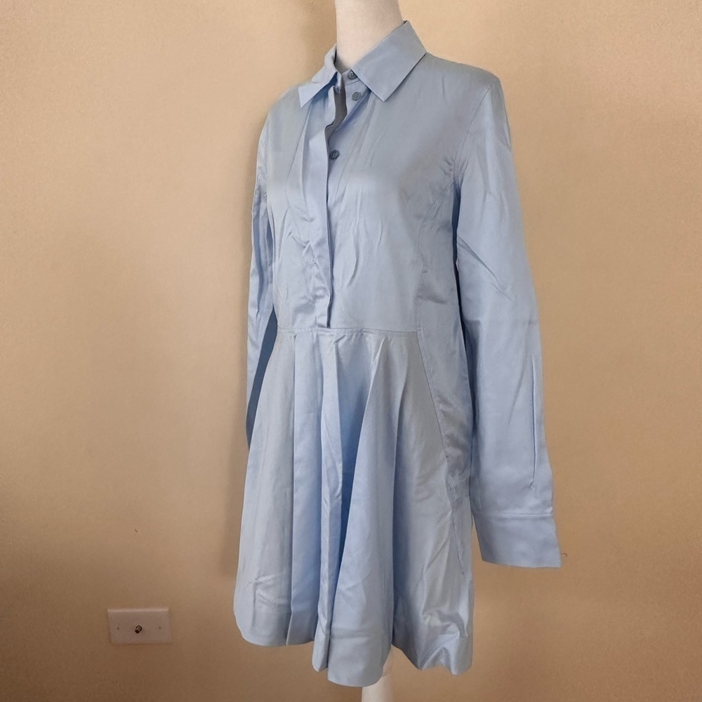 STELLA MCCARTNEY
Long-Sleeve Poplin Mini Shirtdress, Light Blue